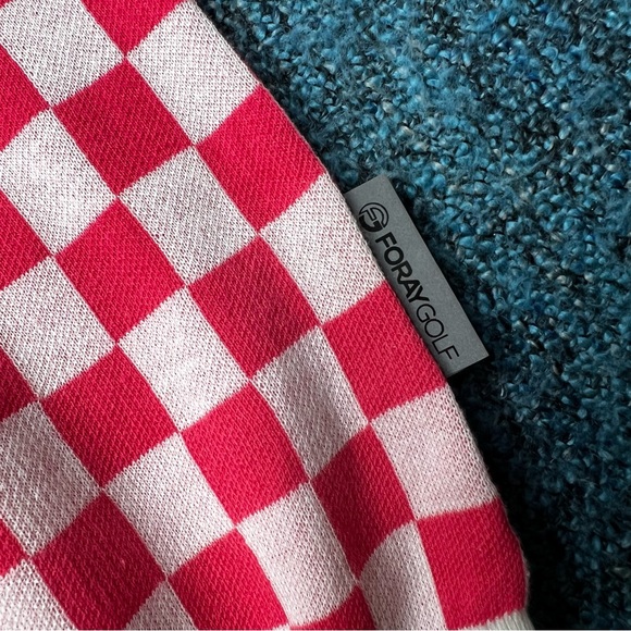 Foray Golf Checkered Knit Golf Polo in Pink White - Picture 3 of 5